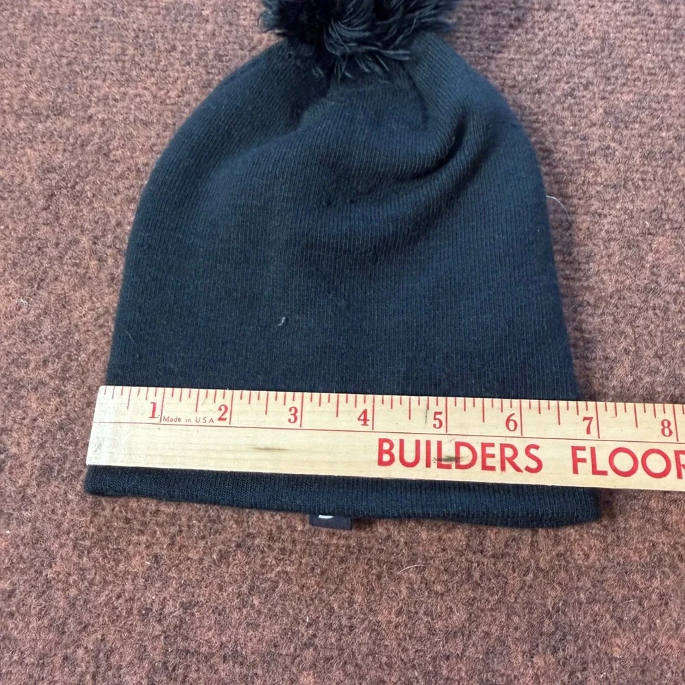 B- The‎ North Face Youth Beanie Black Camo Logo Pom Pom Knit Hat Small S/P